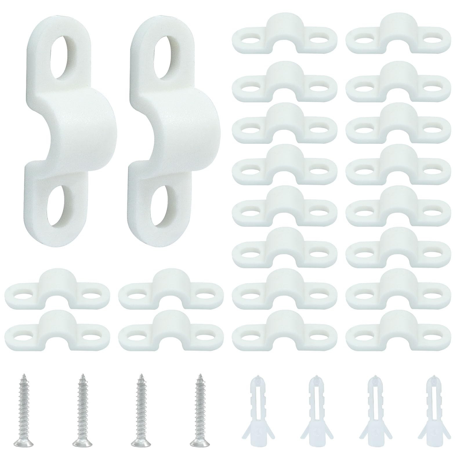 24 Sets Wire Shelf Loop Clips, White, D:8.5mm