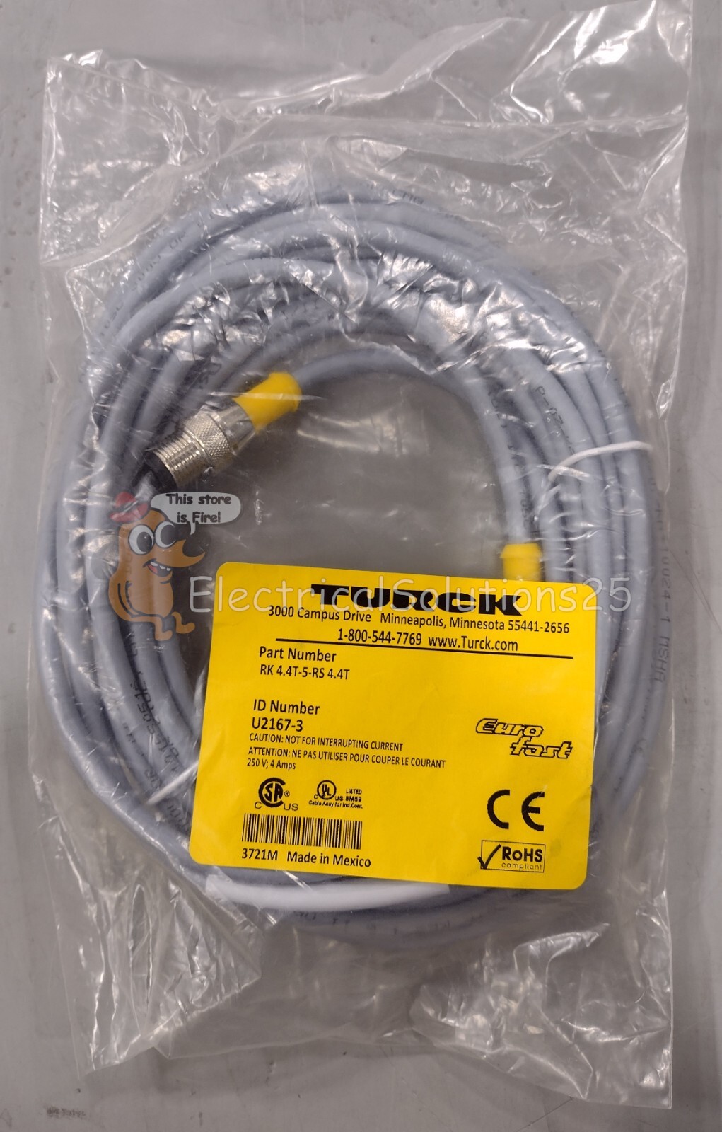 New Turck RK 4.4T-5-RS 4.4T Cordset U2167-3 4 Pin Straight - New Turck RK 4.4T-5-RS 4.4T Cordset U2167-3 4 Pin Straight -