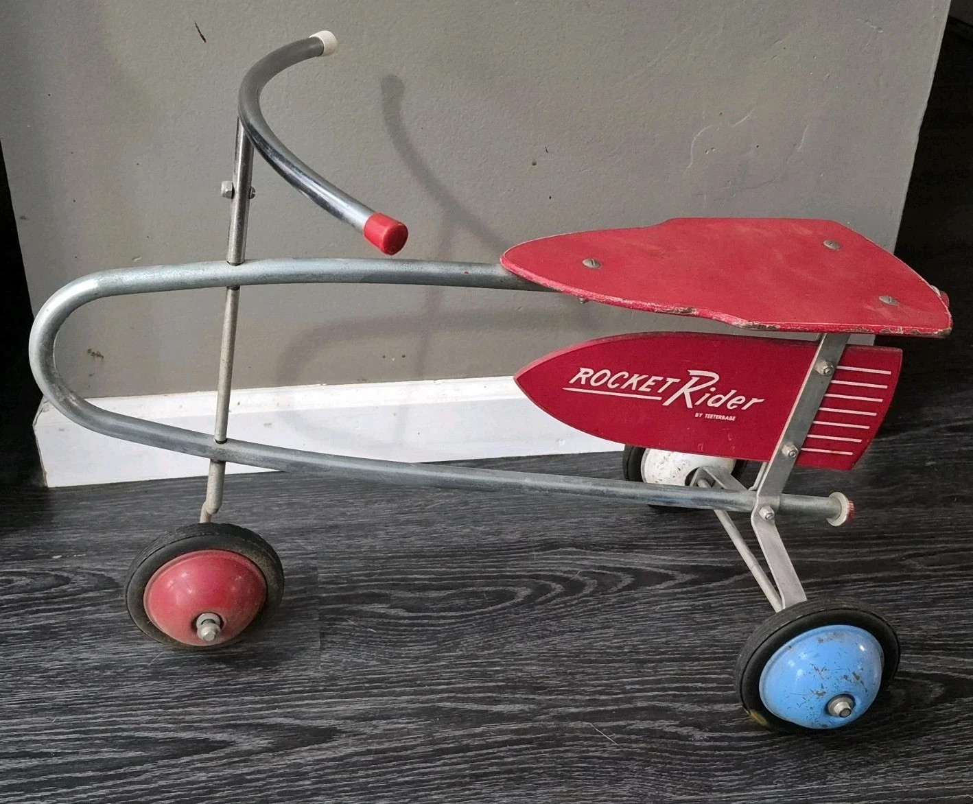 Vintage Teeterbabe Rocket Rider Mid Century Space Age Childs Ride On Toy RARE