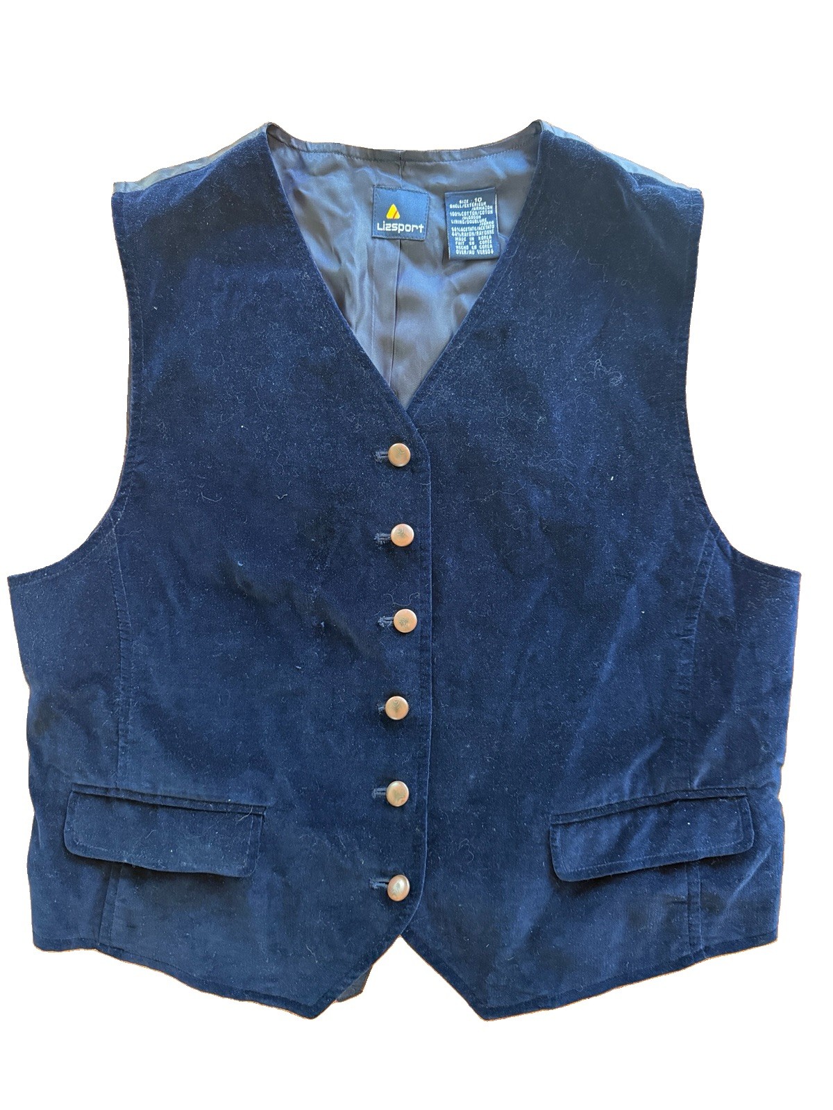 Vintage Lizsport by Liz Claiborne velvet waistcoat/vest - Sz10 - Navy Vintage Lizsport by Liz Claiborne velvet waistcoat/vest - Sz10 - Navy