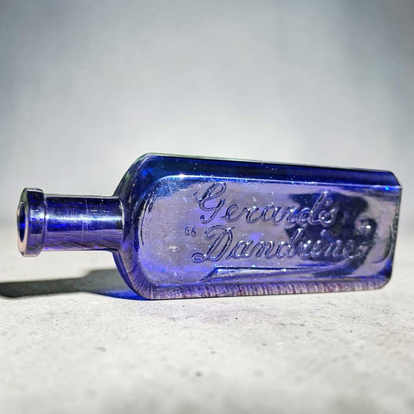 RARE Antique Gerard\'s Dandrine COBALT Bottle