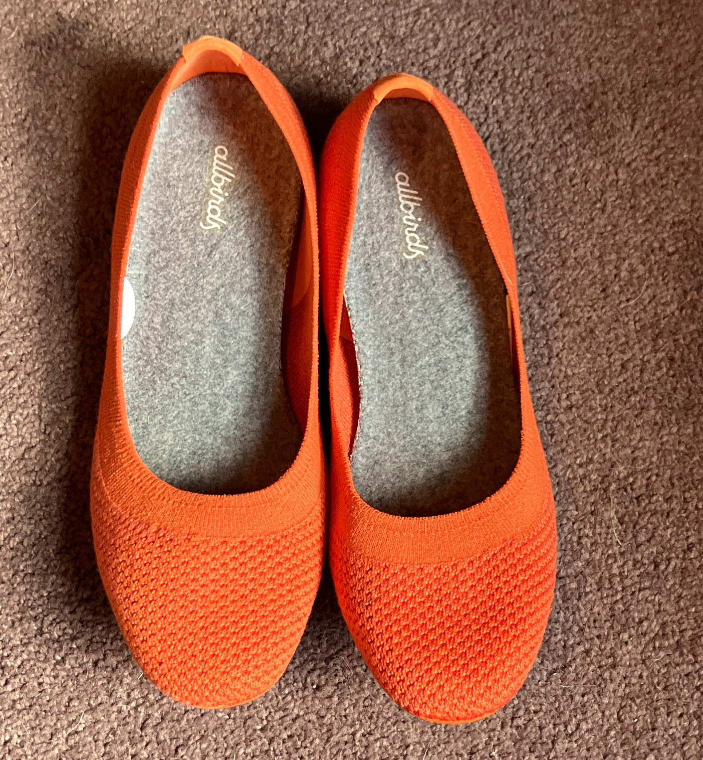 Allbirds Women’s Orange Knit Wool Blend Slip-On Ballet Flats Comfort Size 8