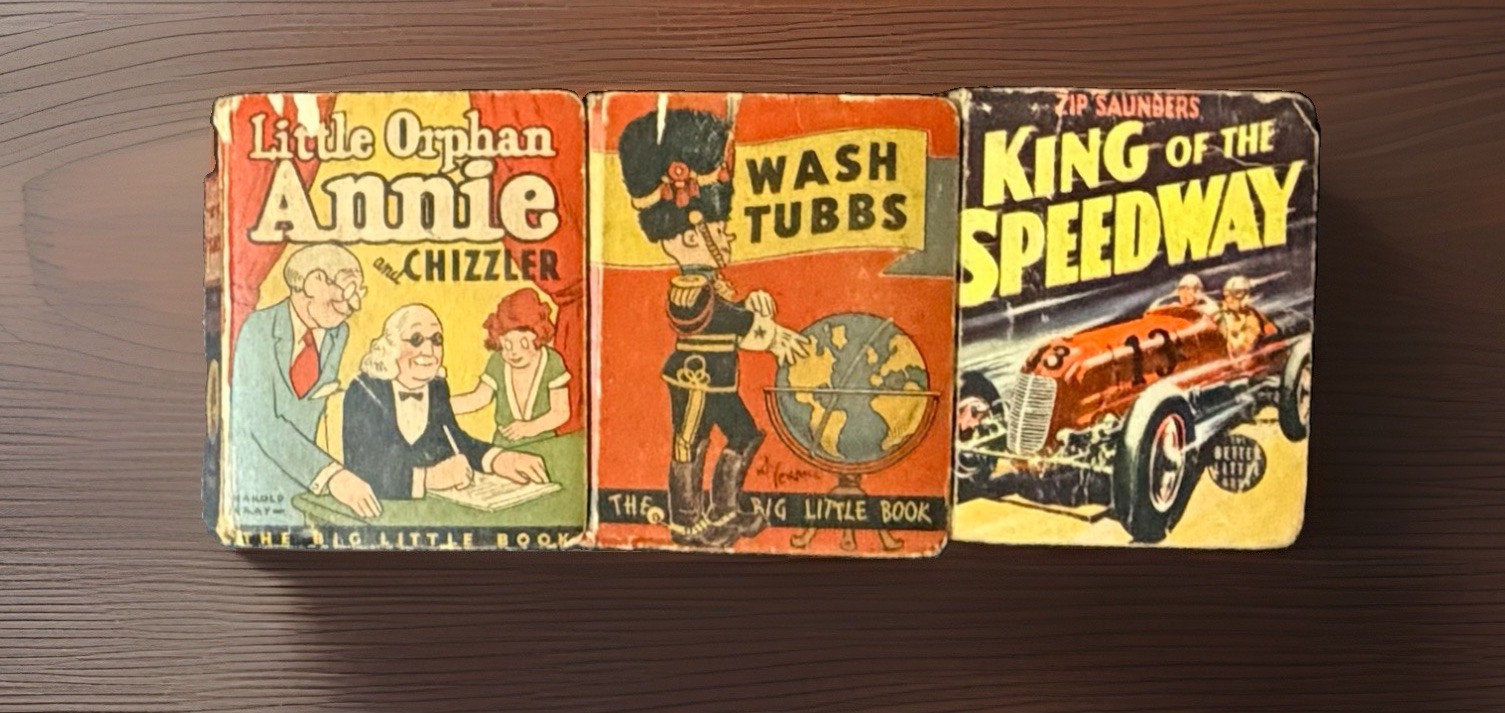 Vintage Big Little Books Lot 1933 Annie 1934 Wash Tubbs 1939 Speedway