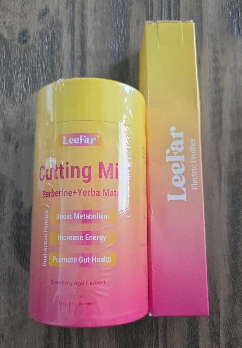 LeeFar Cutting Drink Mix – Berberine Chromium FOS Yerba Mate 30 Sticks + Frother