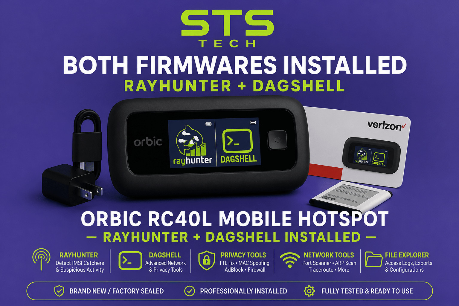 Orbic RCL400 LTE Hotspot with RayHunter + DagShell Installed - Privacy, IMSI Cat
