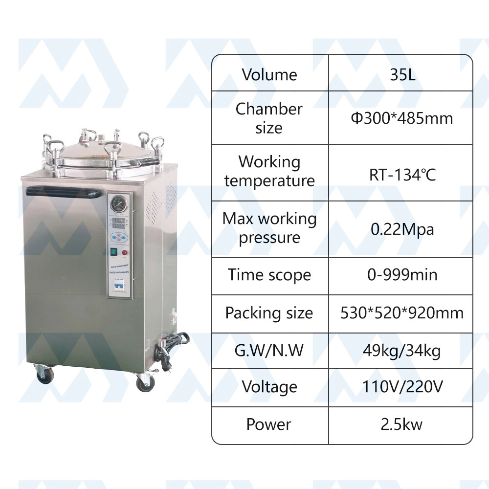 35L/50L/75L/100L Digital High Pressure Steam Sterilizer Heating Autoclave 110V
