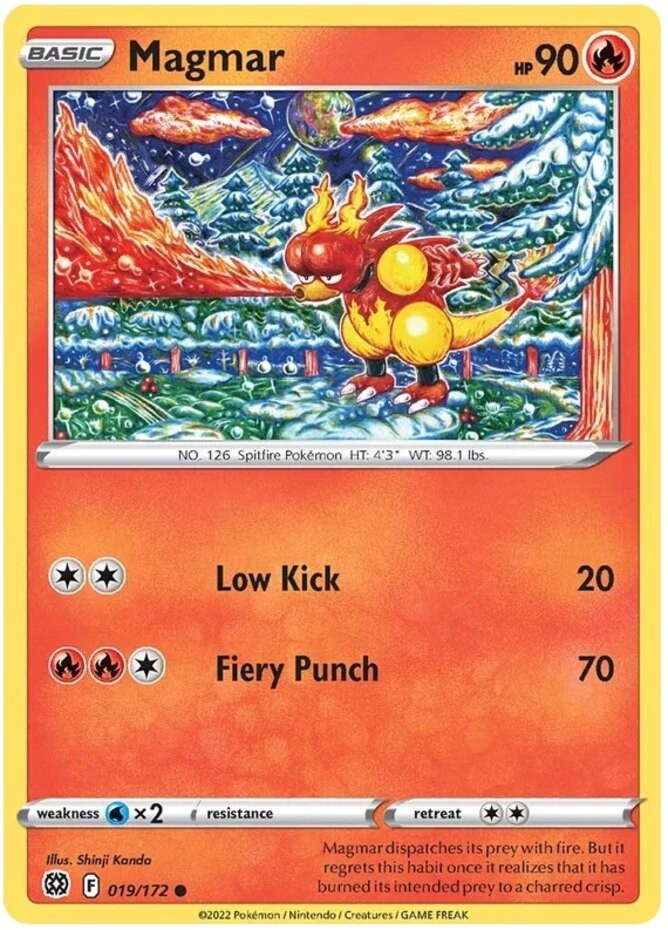 Magmar - 019/172 - Common (Lp) Brilliant Stars - Fire Pokémon