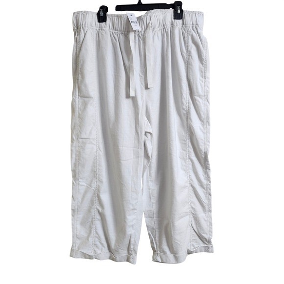 NEW Lane Bryant Size 18/20 Women\'s White Soft Slub Capri Pants Tencel Drawstring