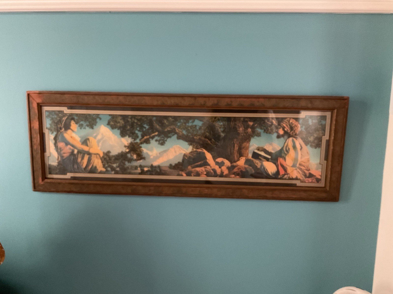 1917 Maxfield Parrish C A Crane Print  “The Rubaiyat”  Original Frame 31” X 11