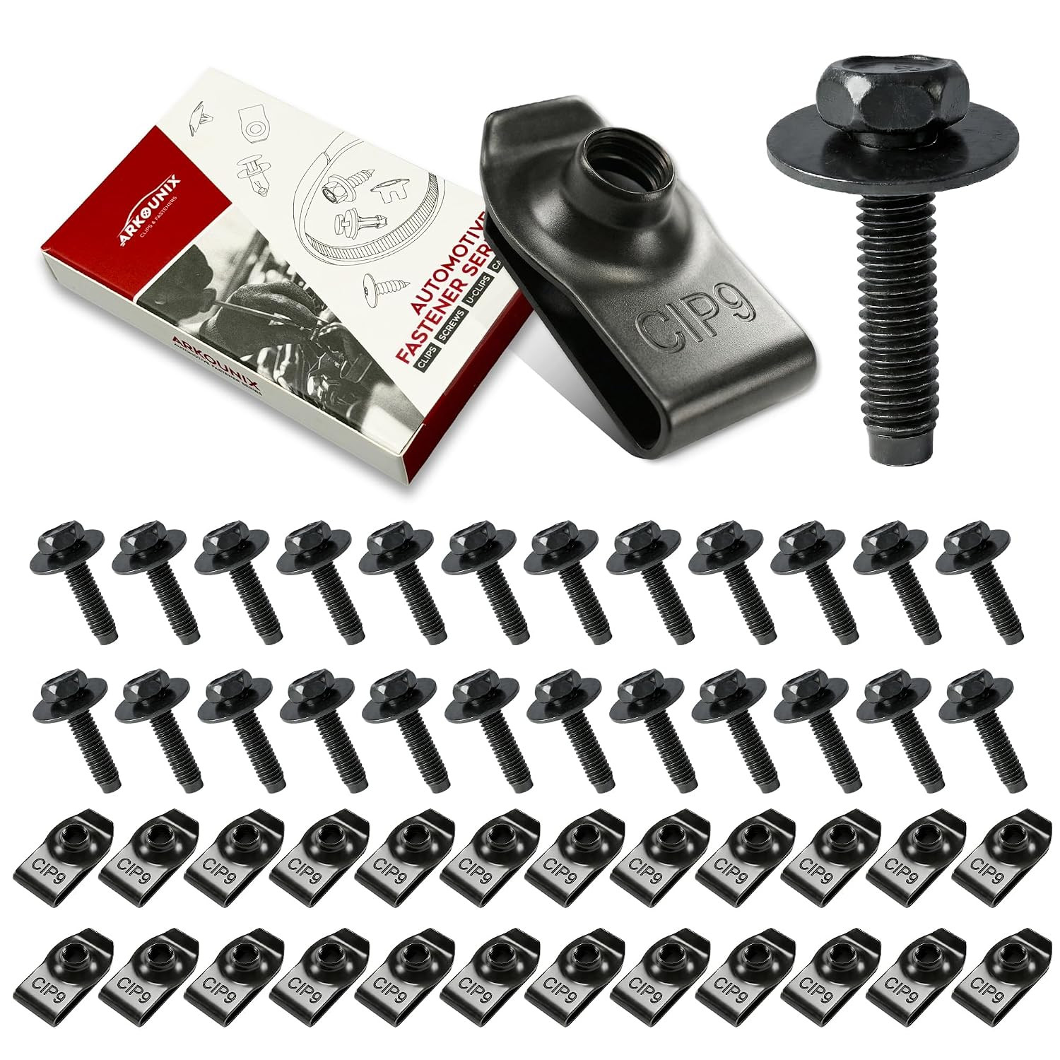 M6X1.0 Automotive Body Bolts & U-Nut Clips Fasteners Kit, 50 Pcs Universal Set M6X1.0 Automotive Body Bolts & U-Nut Clips Fasteners Kit, 50 Pcs Universal Set