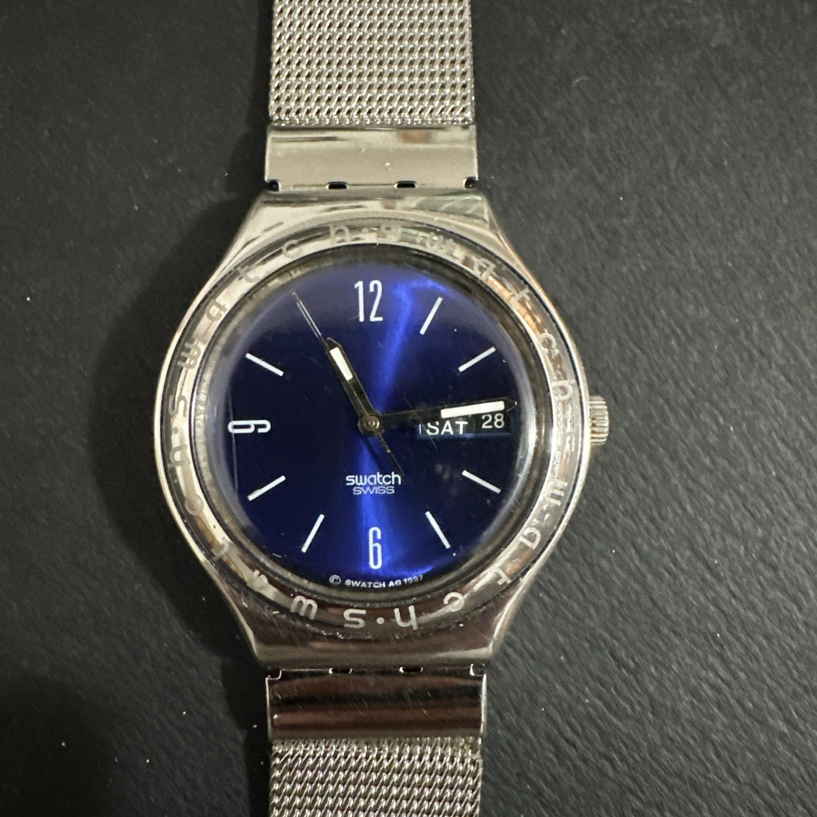 Swatch Irony Blue Dial Metallic Alloy, Metal band. Swatch Irony Blue Dial Metallic Alloy, Metal band.