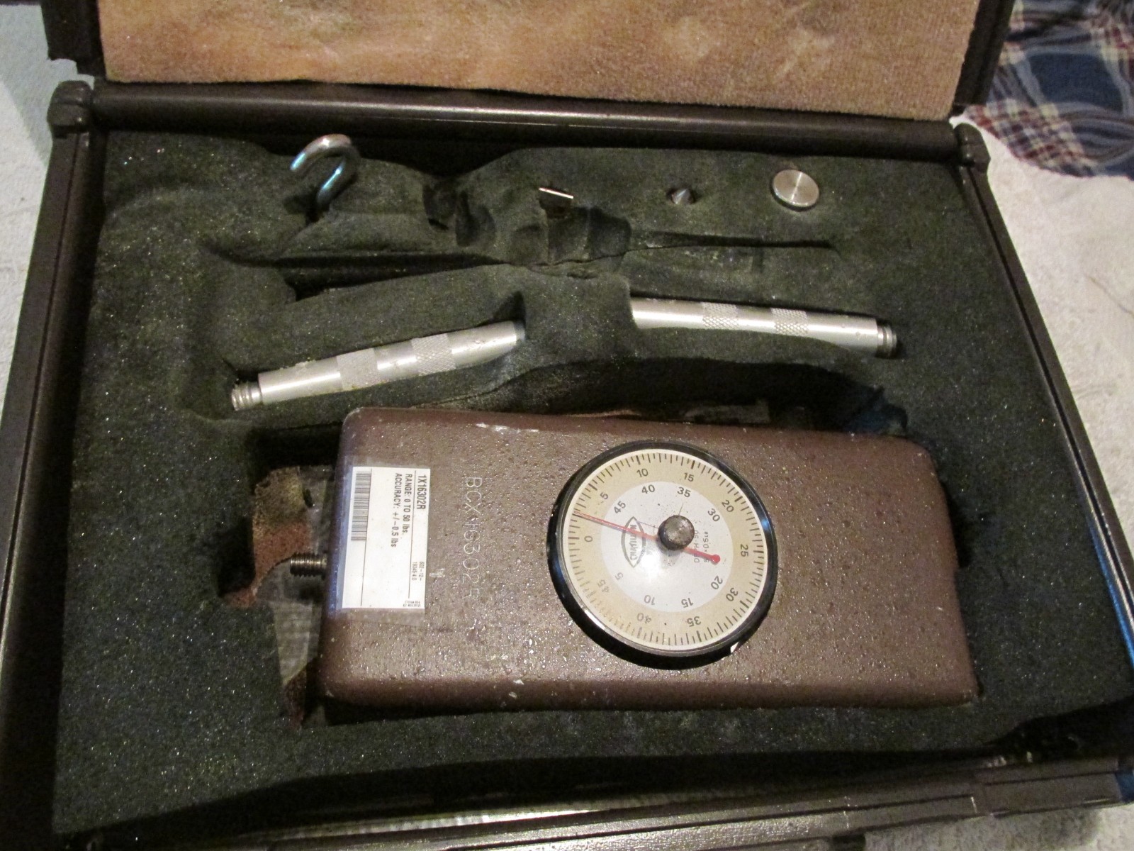Vintage CHATILLON DPPH-50 Push Pull Force Gauge Tool with Attachments and Case Vintage CHATILLON DPPH-50 Push Pull Force Gauge Tool with Attachments and Case