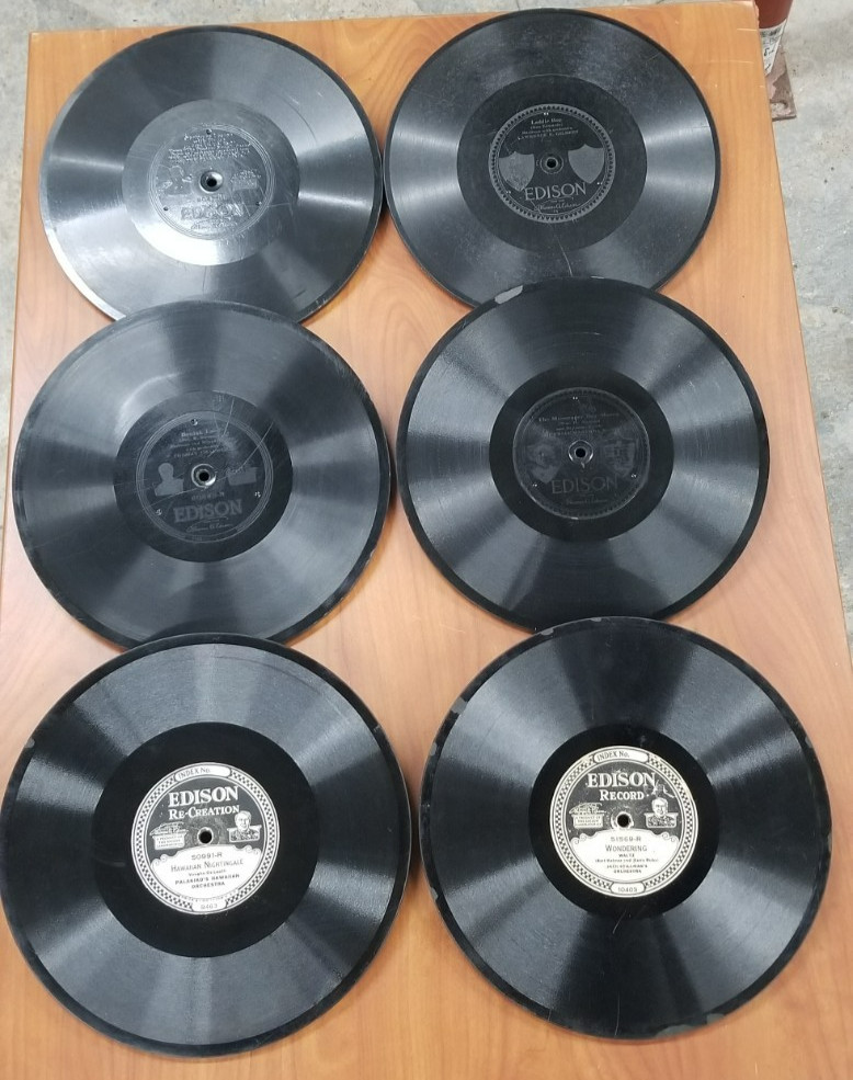 Lot of 6 Antique Edison Diamond Disc Records 78 RPM - Worn Estate Lot #02