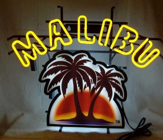 US STOCK Malibu Palm Tree Vintage Neon Sign Light Beer Bar Pub Hanging 19\