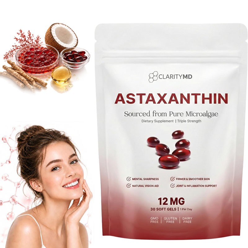 ClarityMD Astaxanthin 12mg Antioxidant Supplement 30 Softgels Natural Microalgae