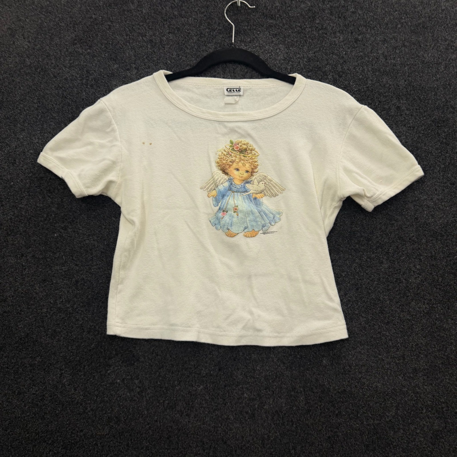 Vintage 90s Cette Angel Cherub Baby Tee Made in USA Cream Large Vintage 90s Cette Angel Cherub Baby Tee Made in USA Cream Large