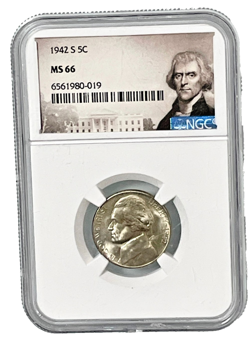 1942 S NGC MS 66  Jefferson Nickel 5C U.S Coin Portrait Lebel