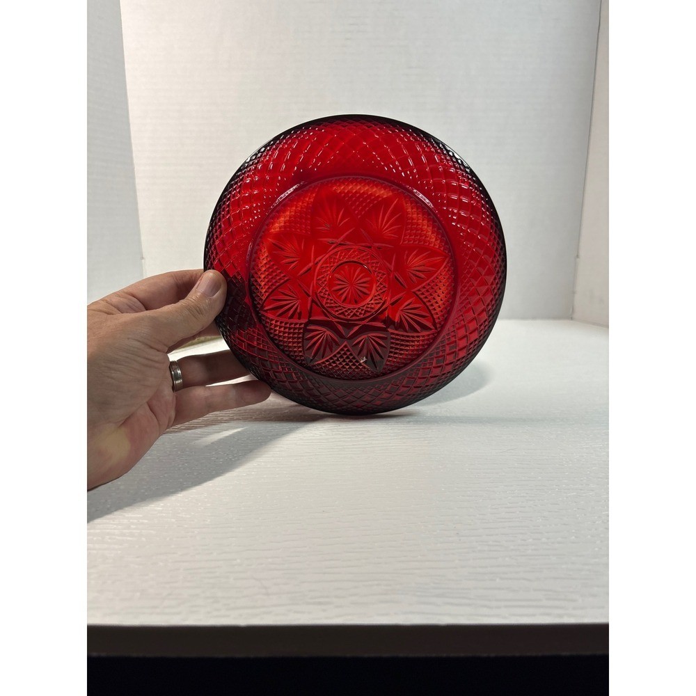 Vintage Tiara Sandwich Ruby Red Glass Bread and Butter Plates (4) 6 inch S0153 Vintage Tiara Sandwich Ruby Red Glass Bread and Butter Plates (4) 6 inch S0153