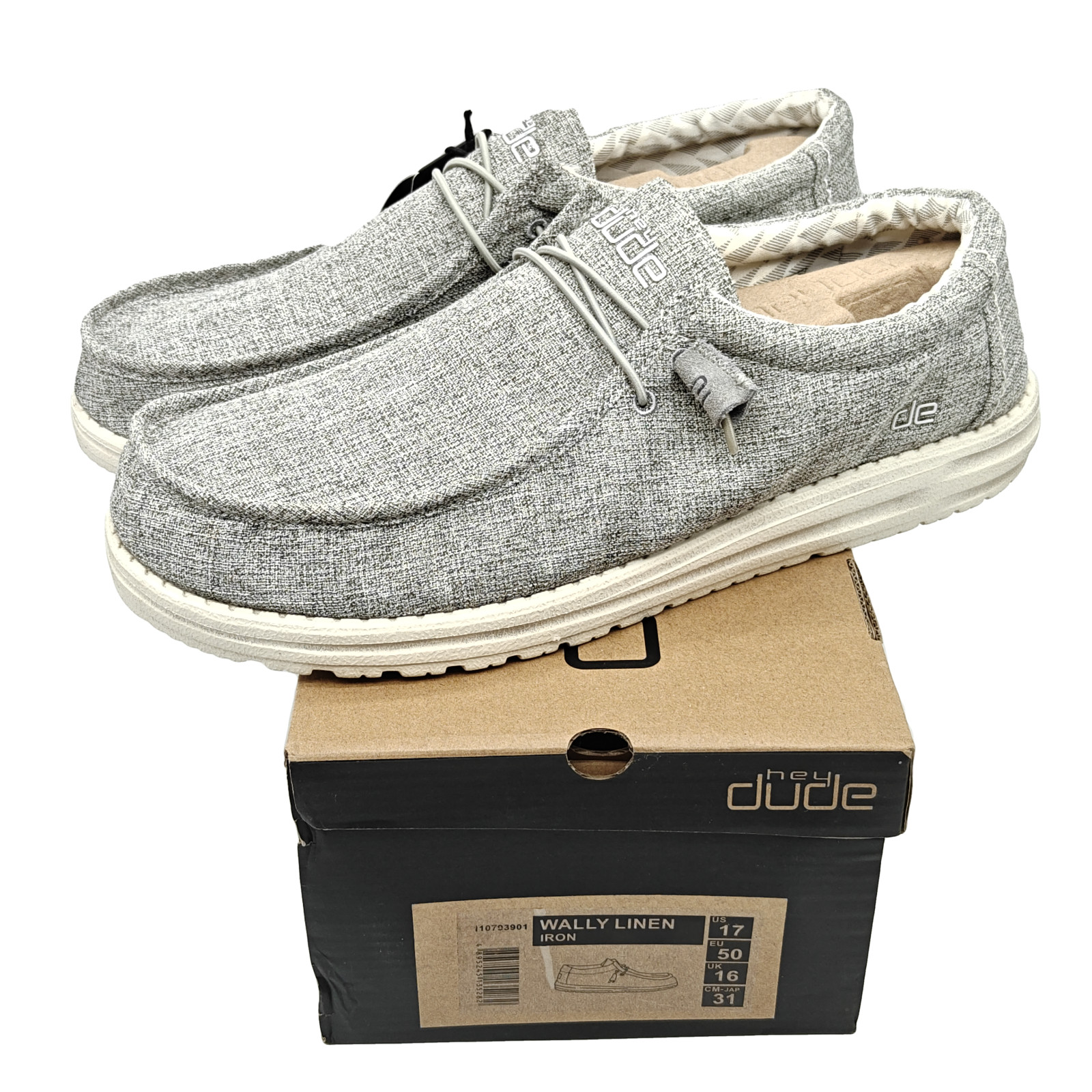 Hey Dude Wally Linen Iron Sneaker Shoe Men's Sizes US 12-16