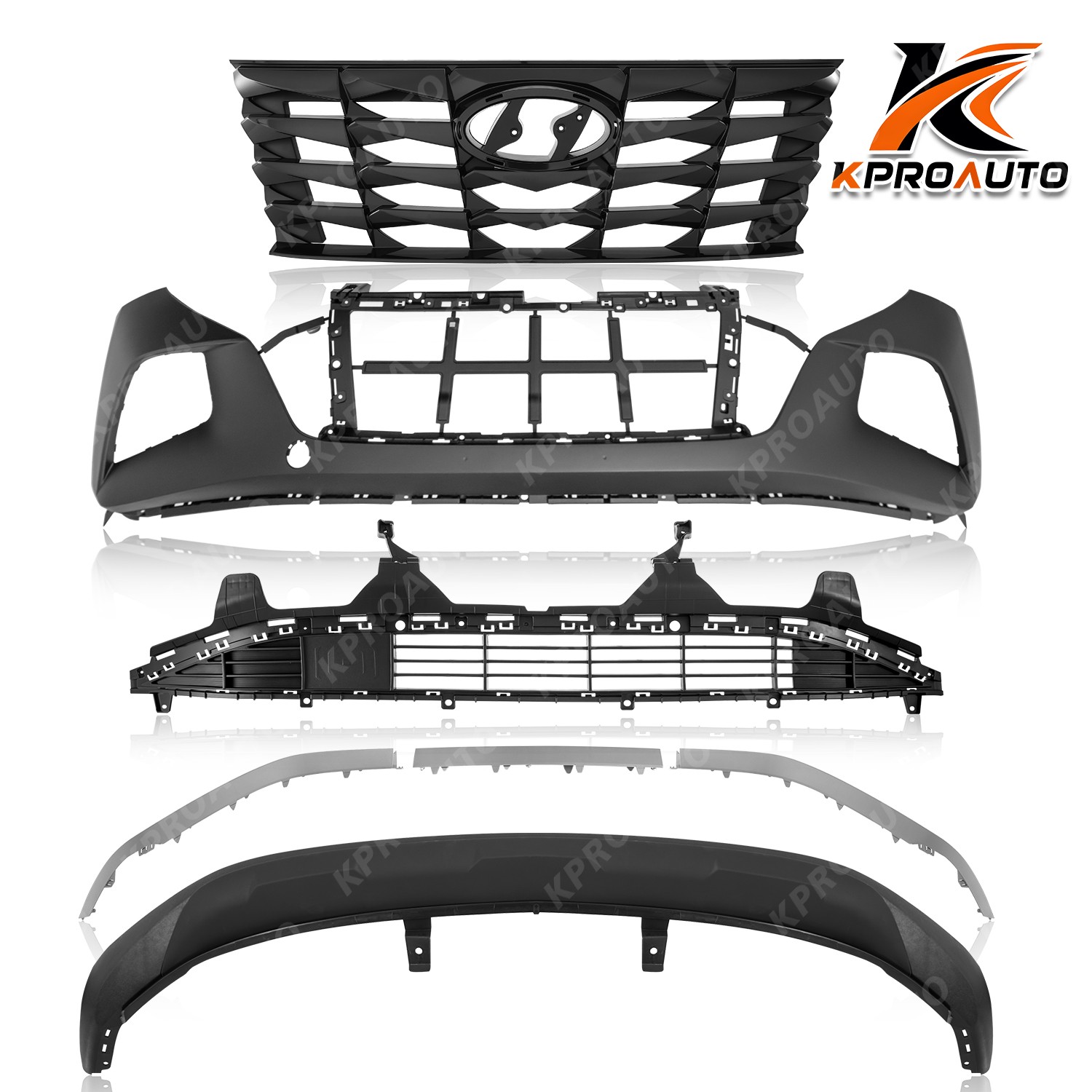 Front Bumper Grille Assembly Kit for 2022-2024 Hyundai Tucson Chrome Black 8PCS Front Bumper Grille Assembly Kit for 2022-2024 Hyundai Tucson Chrome Black 8PCS