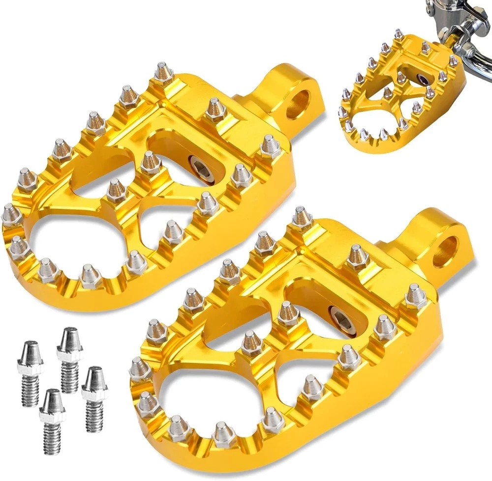 Goldfire 1 Pair Motorcycle CNC Golden Style Wide Foot Pegs 