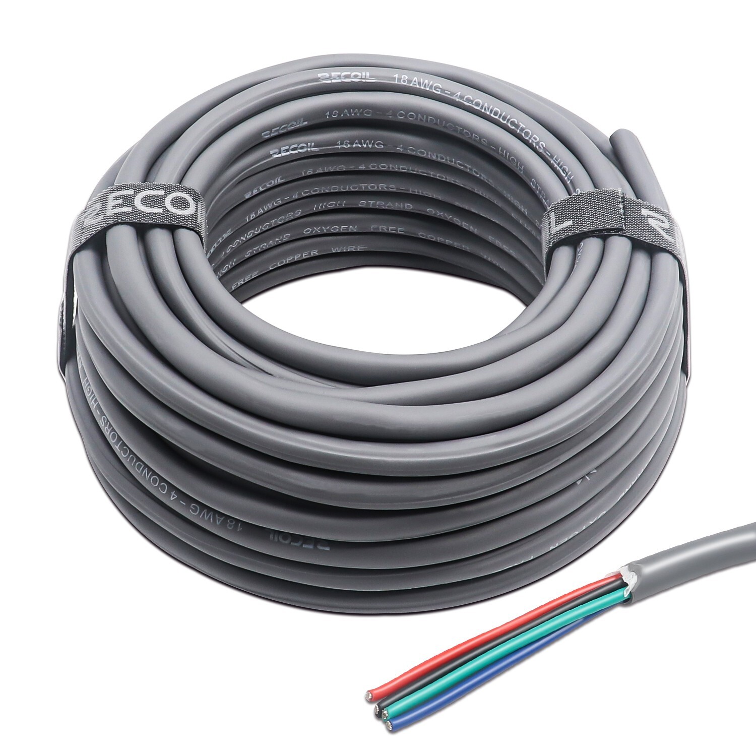 Recoil RLW418-100 Tinned 100ft 18 Gauge 4 Core OFC Low Voltage RGB Wire Recoil RLW418-100 Tinned 100ft 18 Gauge 4 Core OFC Low Voltage RGB Wire