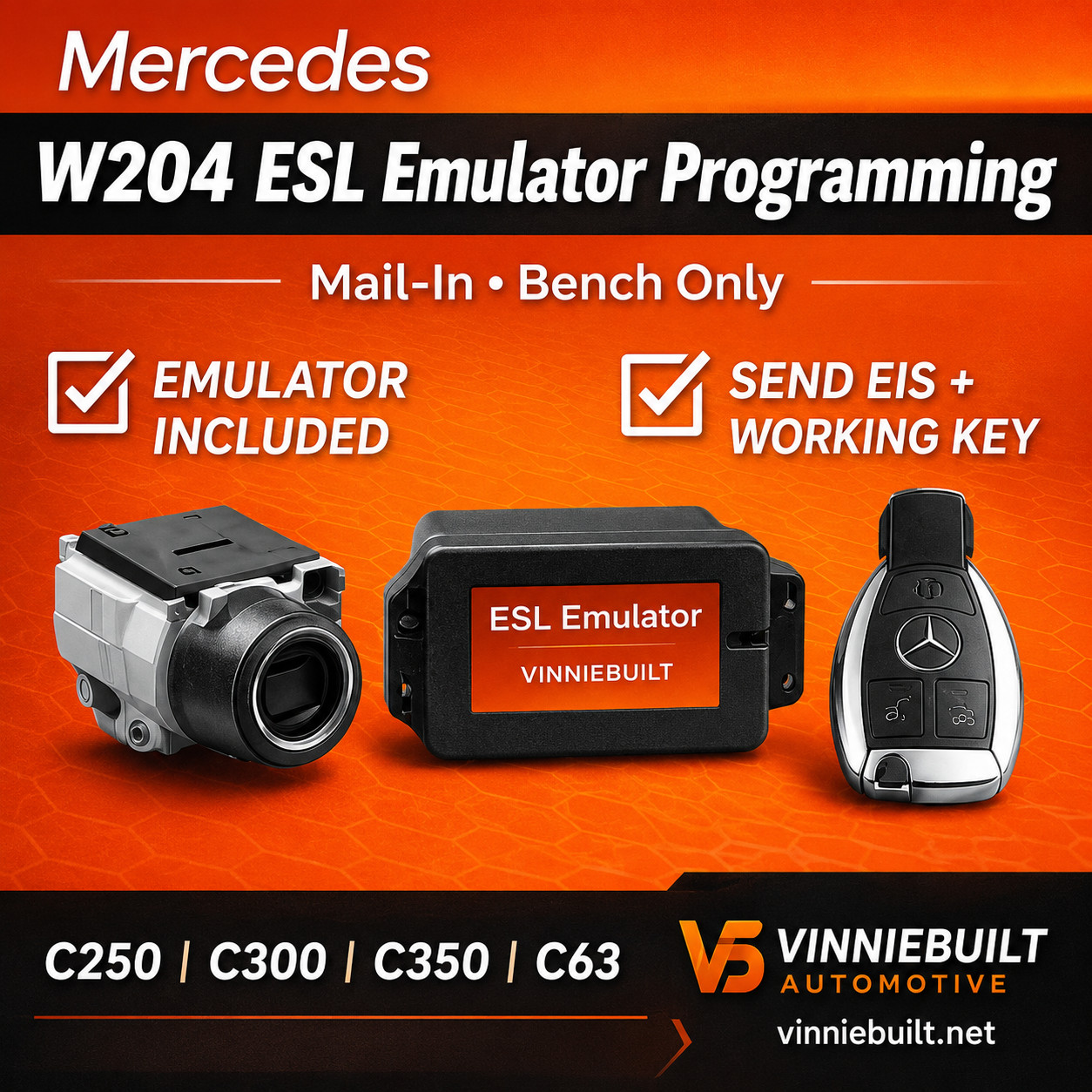 Mercedes W204 ESL Emulator Programming Service C250 C300 C350 Mail-In Bench