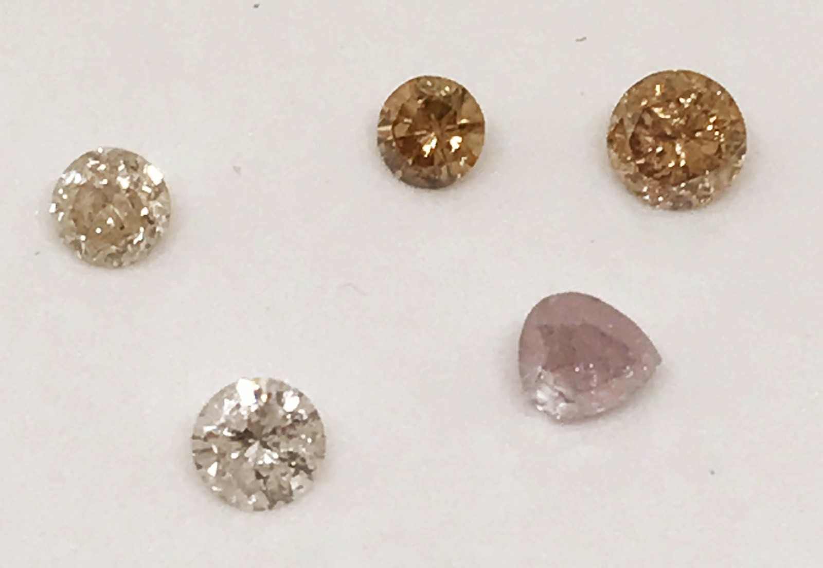 Natural 1.25ctw Loose Diamonds Pink Brown White Pear Round New Jewelry