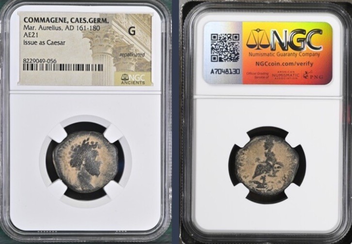 Emperor Marcus Aurelius 161AD-180AD NGC Graded Ancient Roman Coin Commagene AE21