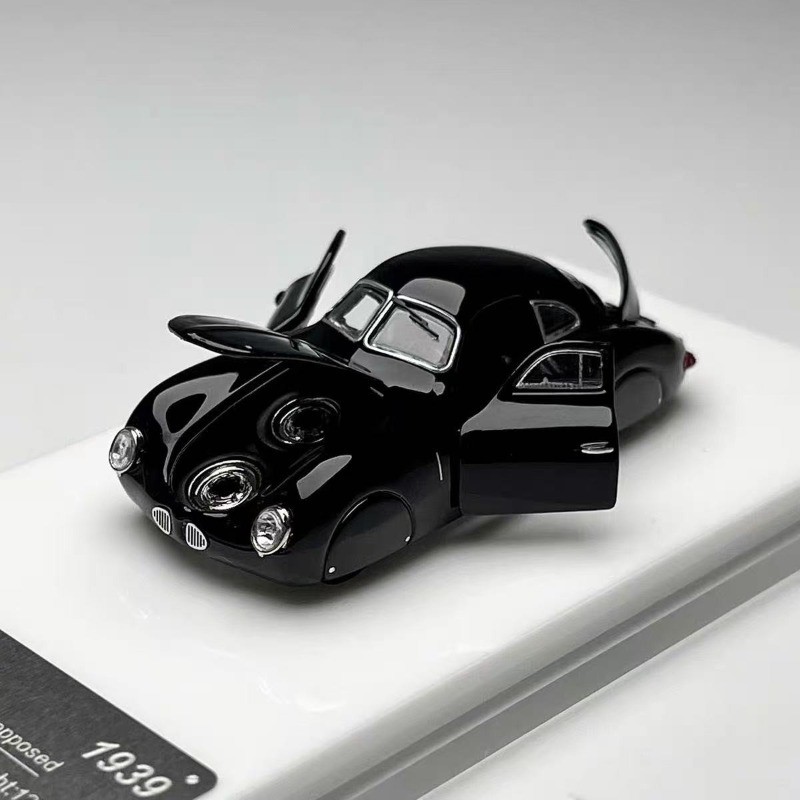 1: 64 Porsche Type 64 1939 Prototype Alloy Die Casting Model Open Door Black New