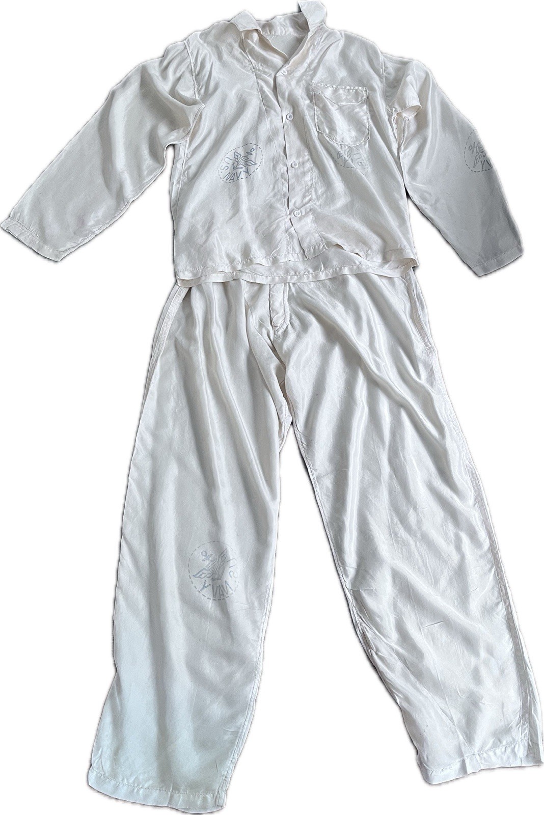 Vintage World War Two WW 11 Navy USN Mens Silk Souvenir Pajamas