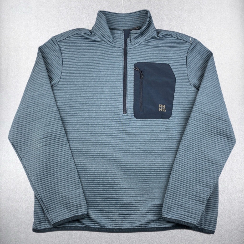 Alaskan Hardgear Pullover Mens Large Blue AKHG Quarter Zip Ribbed Fleece 90767