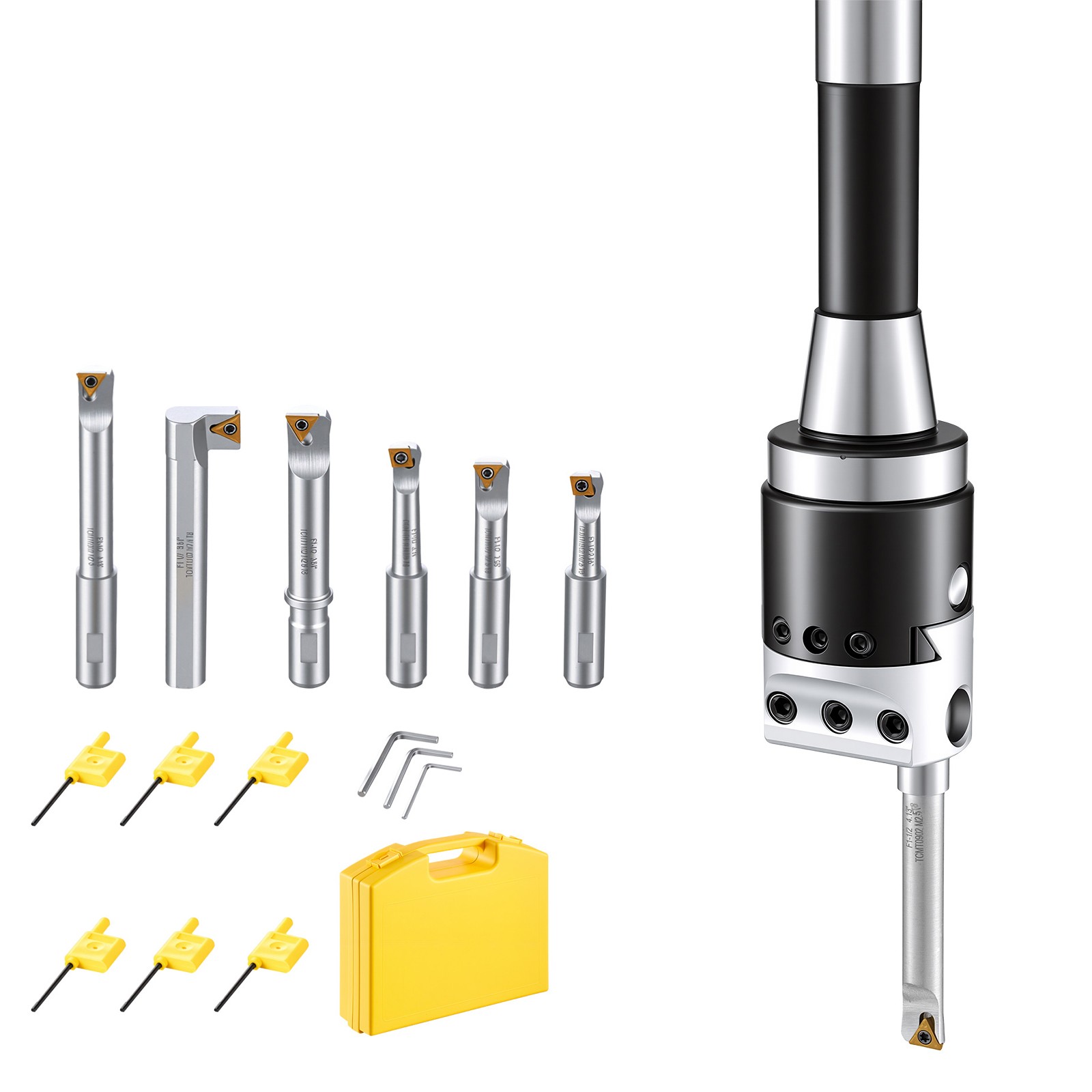Uimoso R8 Boring Head Set with 2 in Indexable Bars, R8 Shank, 7/16\ Uimoso R8 Boring Head Set with 2 in Indexable Bars, R8 Shank, 7/16\