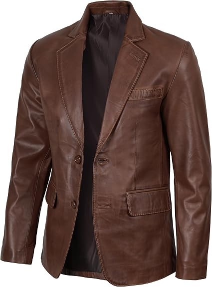 Handmade Men\'s Brown Leather Blazer Jacket - Formal Style Coat Handmade Men\'s Brown Leather Blazer Jacket - Formal Style Coat