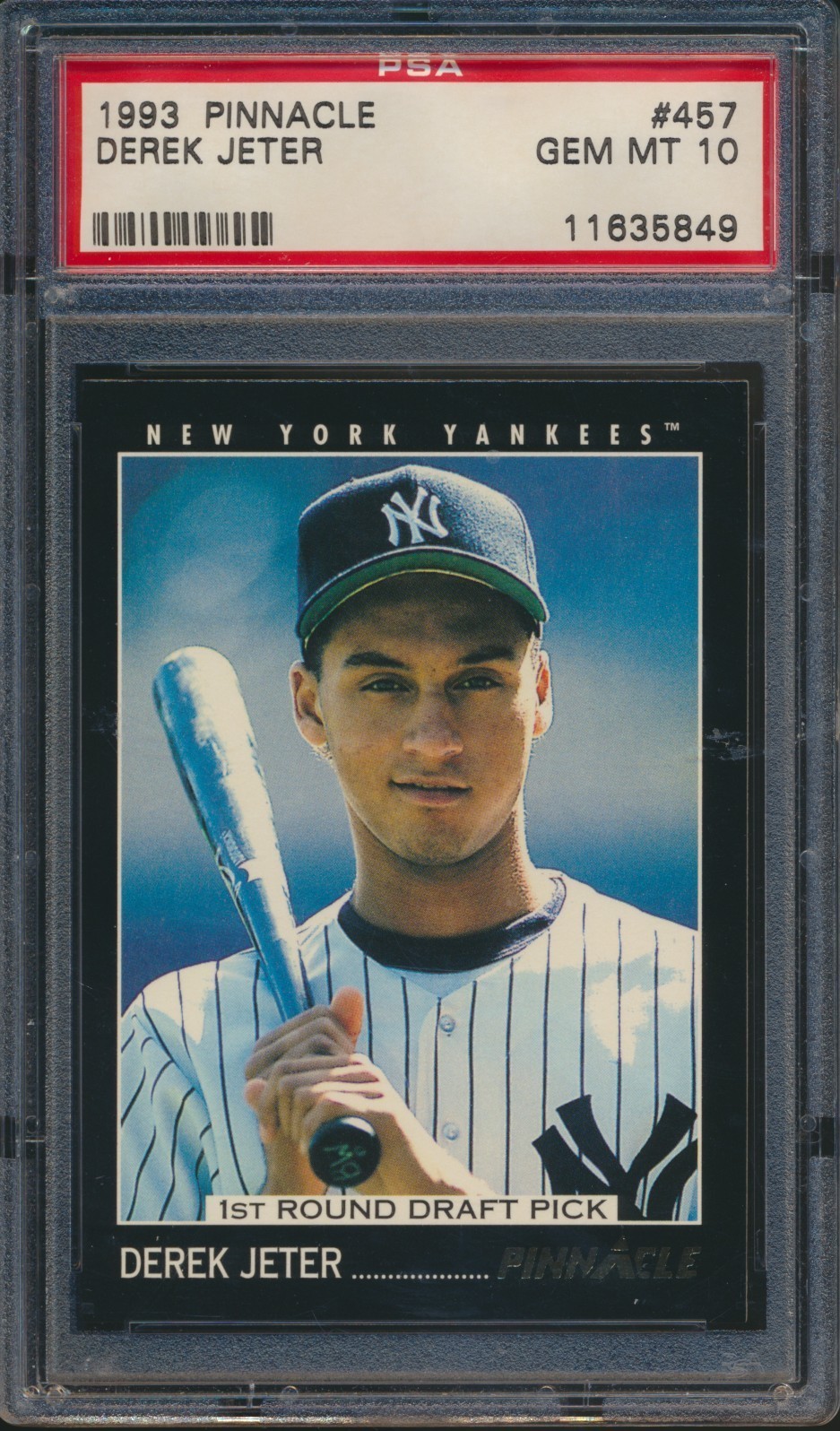 1993 PINNACLE BASEBALL 45 DEREK JETER RC PSA 10 GEM MINT HOF ROOKIE CRACKED CASE