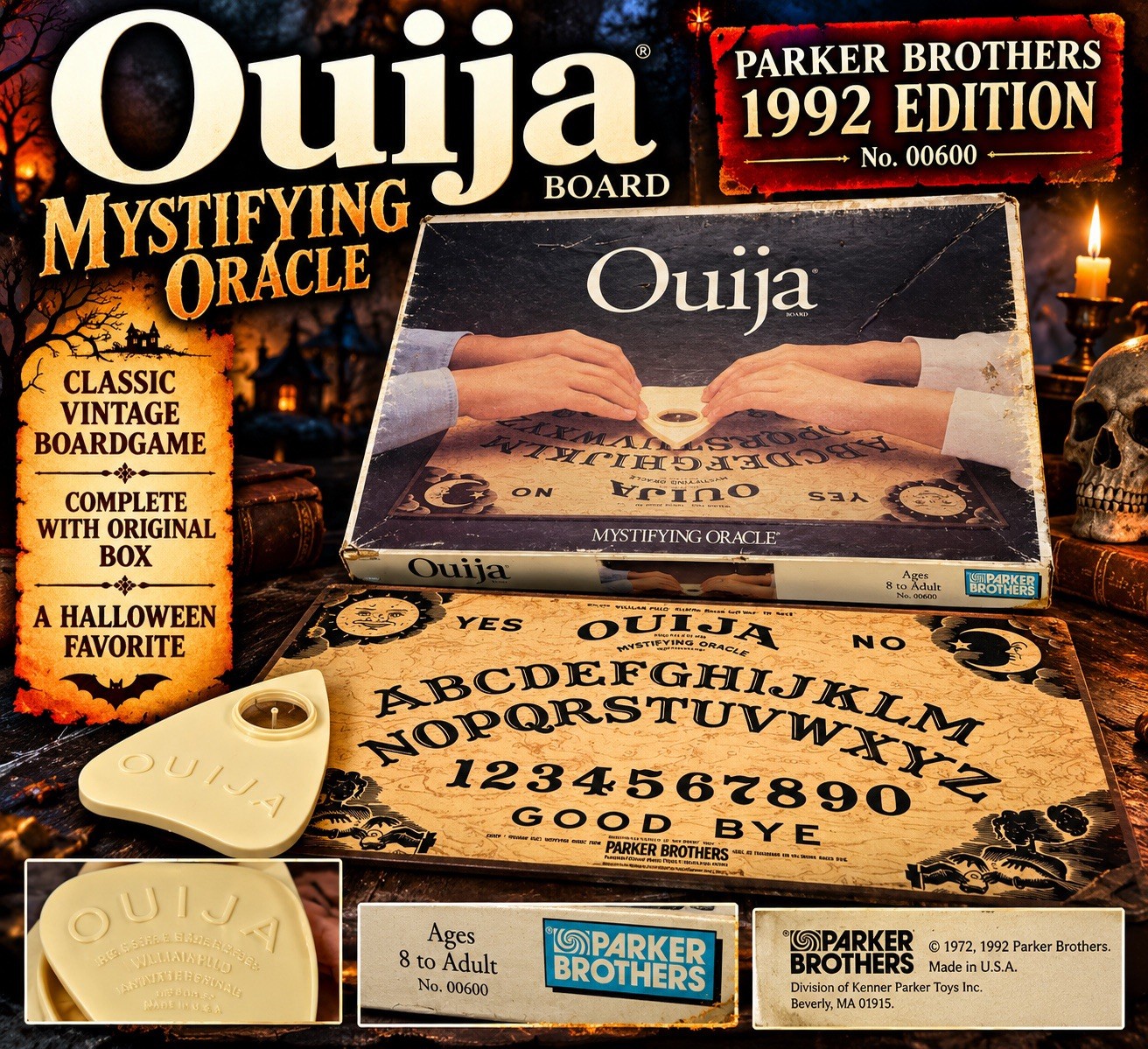 VTG 1992 Parker Bros Ouija Board Mystifying Oracle #00600 Complete w/ Planchette