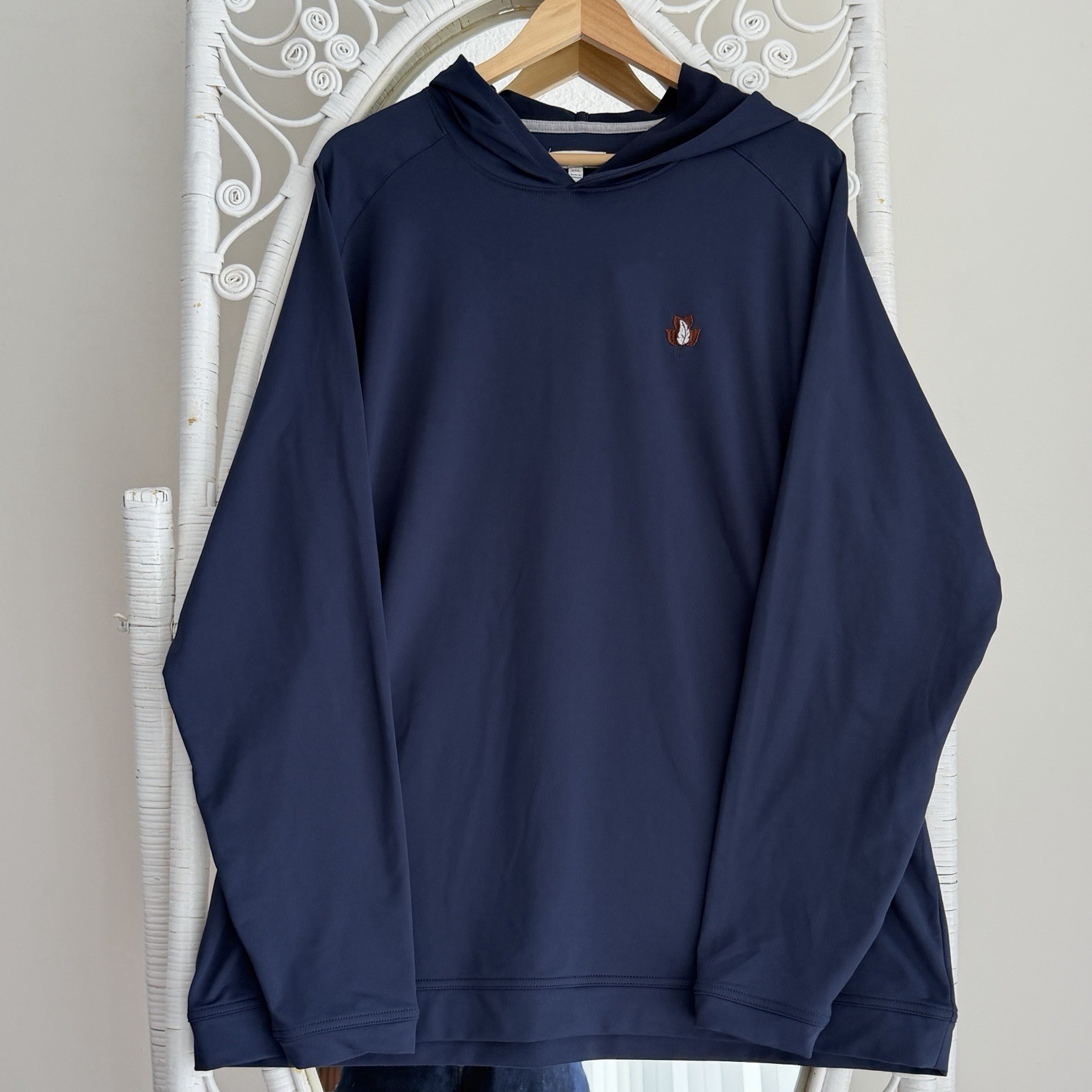 Peter Millar Pine Performance Hoodie Mens XXL Navy Crown Sport Golf Club Leaf