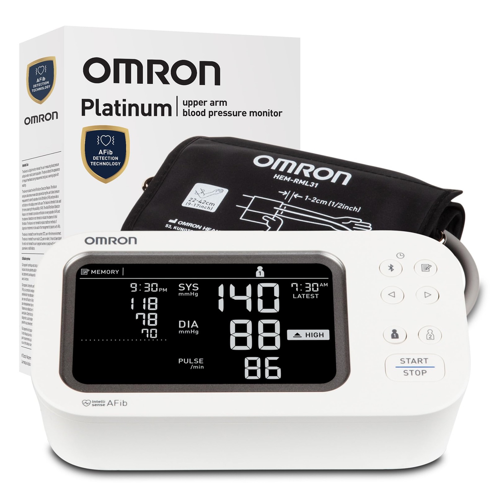 OMRON Platinum Blood Pressure Monitor & Upper Arm Cuff one size