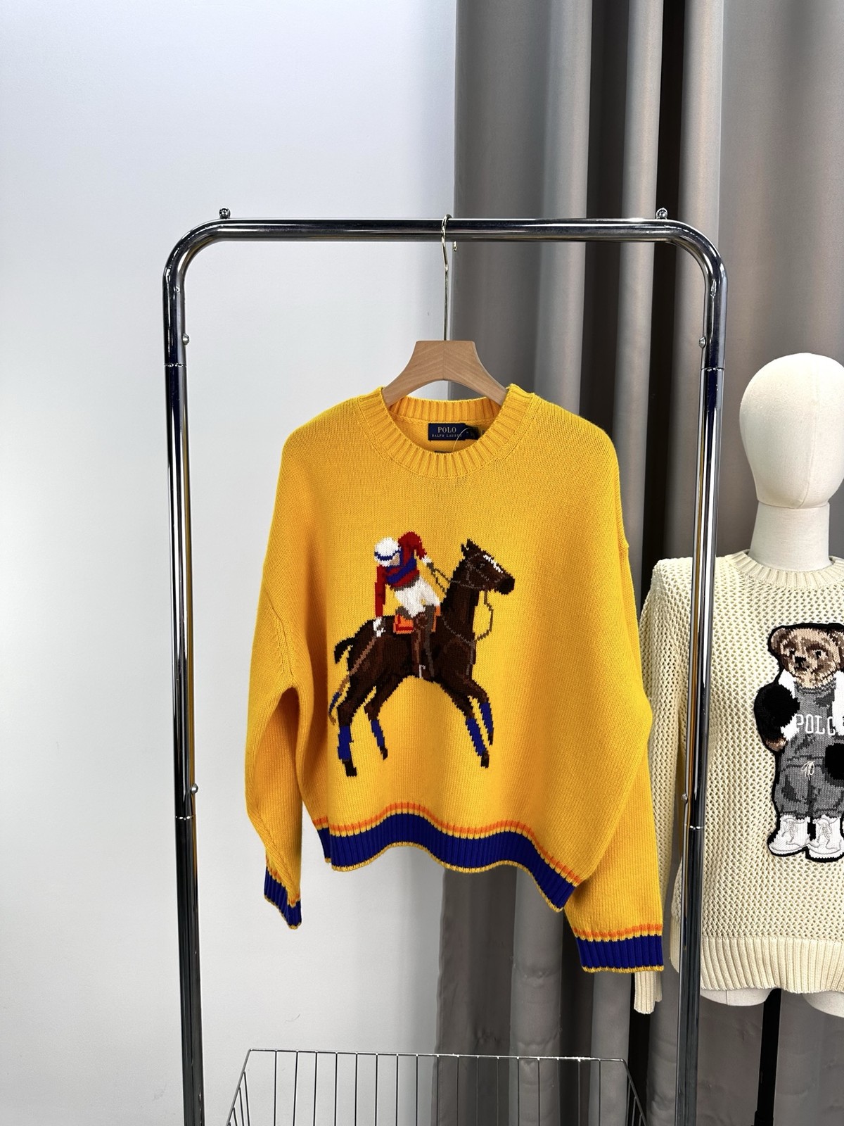 Polo Ralph Lauren Polo Bear Knit cotton Sweater YELLOW PONY WOMEN\'S M