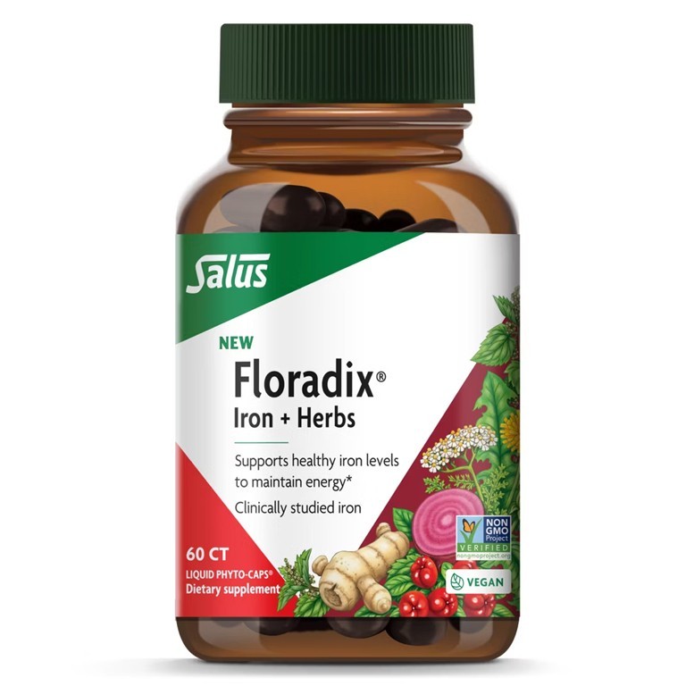 Salus Floradix Iron + Herbs - Iron Supplement for Healthy Energy 60 Capsules