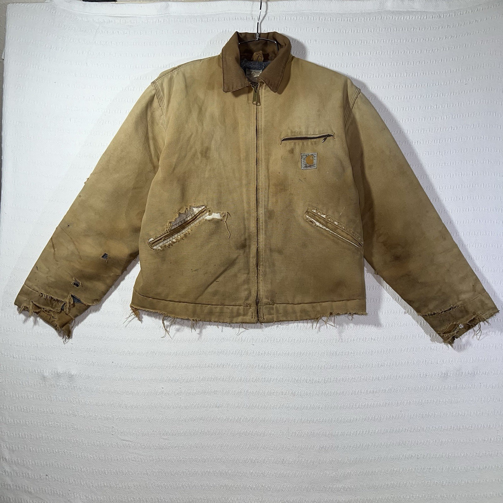 Vintage Carhartt Mens Full Zip Blanket Lined Detroit Distressed J97 Jacket Sz L Vintage Carhartt Mens Full Zip Blanket Lined Detroit Distressed J97 Jacket Sz L