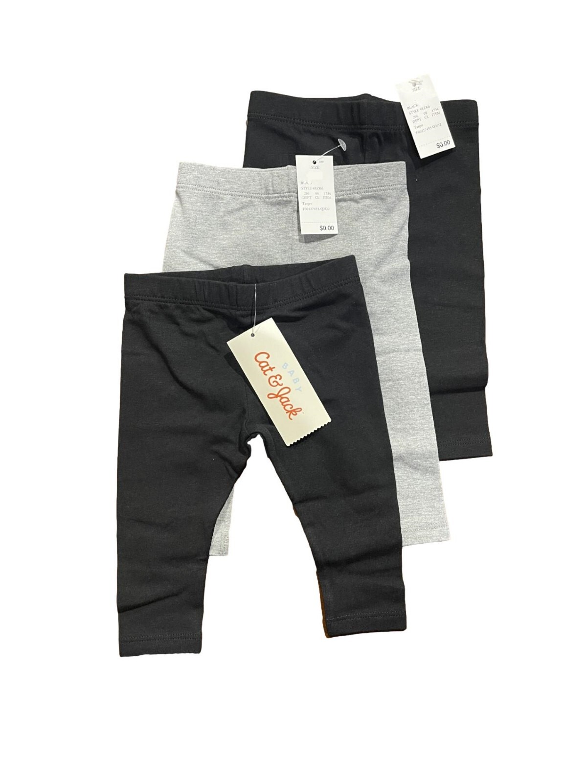 Baby Girls\' 3pk Leggings Set - Cat & Jack Black/Gray 0-3M