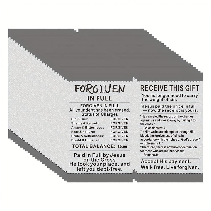 200 Pcs Forgiven in Full Gospel Tract Christian Prayer Postcards, Salvation with 200 Pcs Forgiven in Full Gospel Tract Christian Prayer Postcards, Salvation with