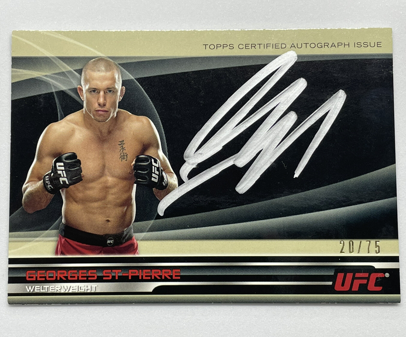 Topps UFC George St Pierre Auto /75  GSP  Silver Ink RARE  Ufc Knockouts 2013