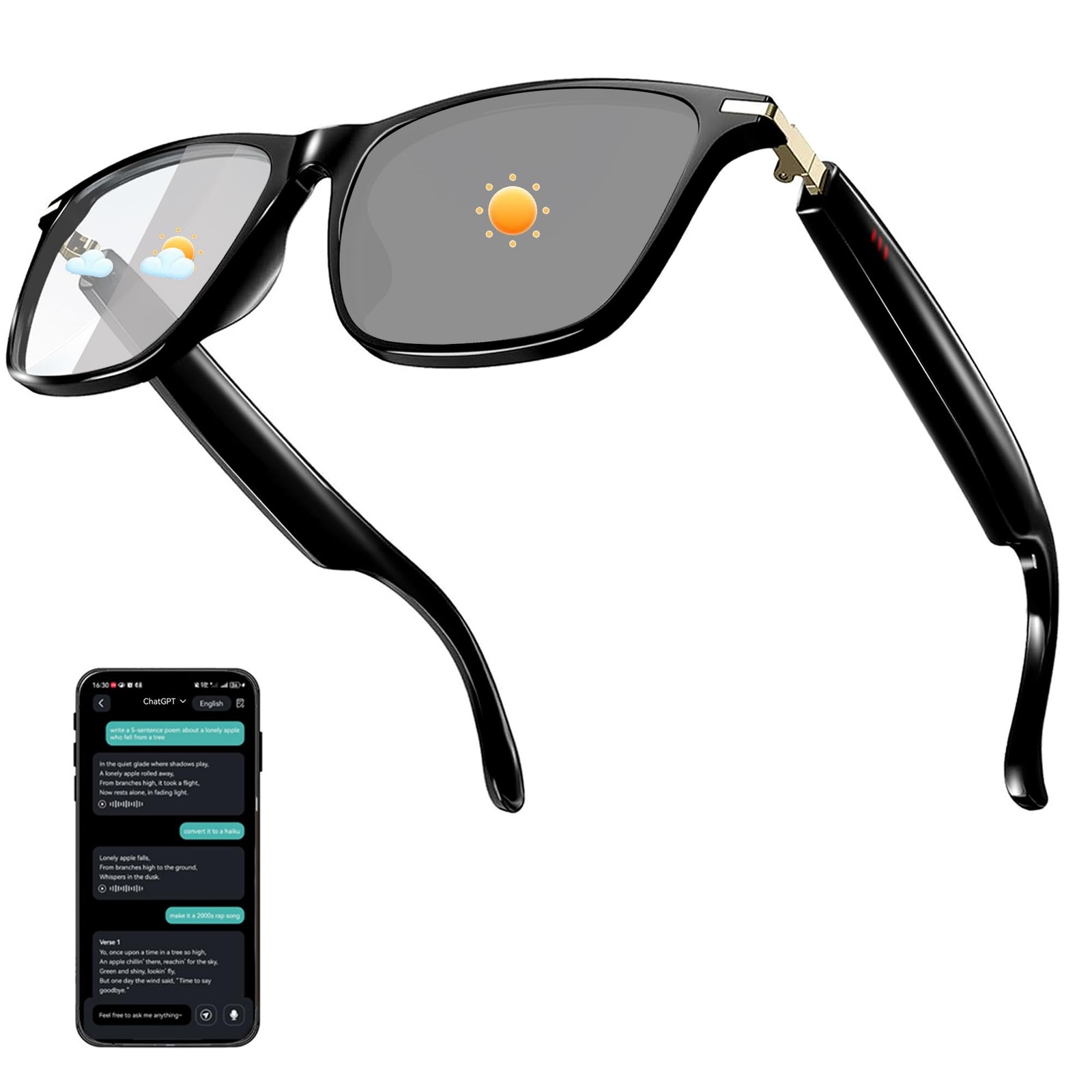 Lentes Inteligentes con Chat GPT AI Gafas De Sol Bluetooth Traductor 160 Idiomas Lentes Inteligentes con Chat GPT AI Gafas De Sol Bluetooth Traductor 160 Idiomas