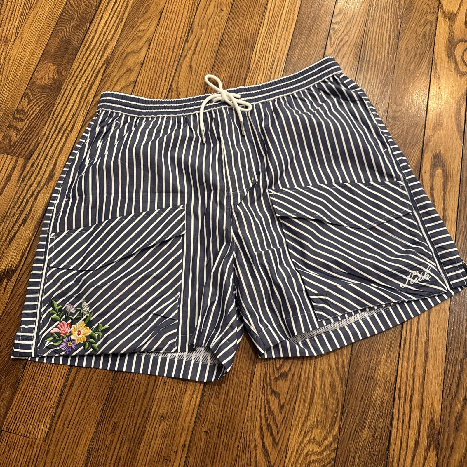 Kith Men’s Swim Shorts Striped Blue Size XL