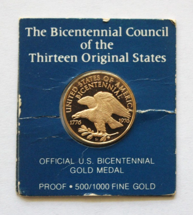 Franklin Mint Official U.S. Bicentennial Gold Medal Proof .500 Fine Gold Franklin Mint Official U.S. Bicentennial Gold Medal Proof .500 Fine Gold