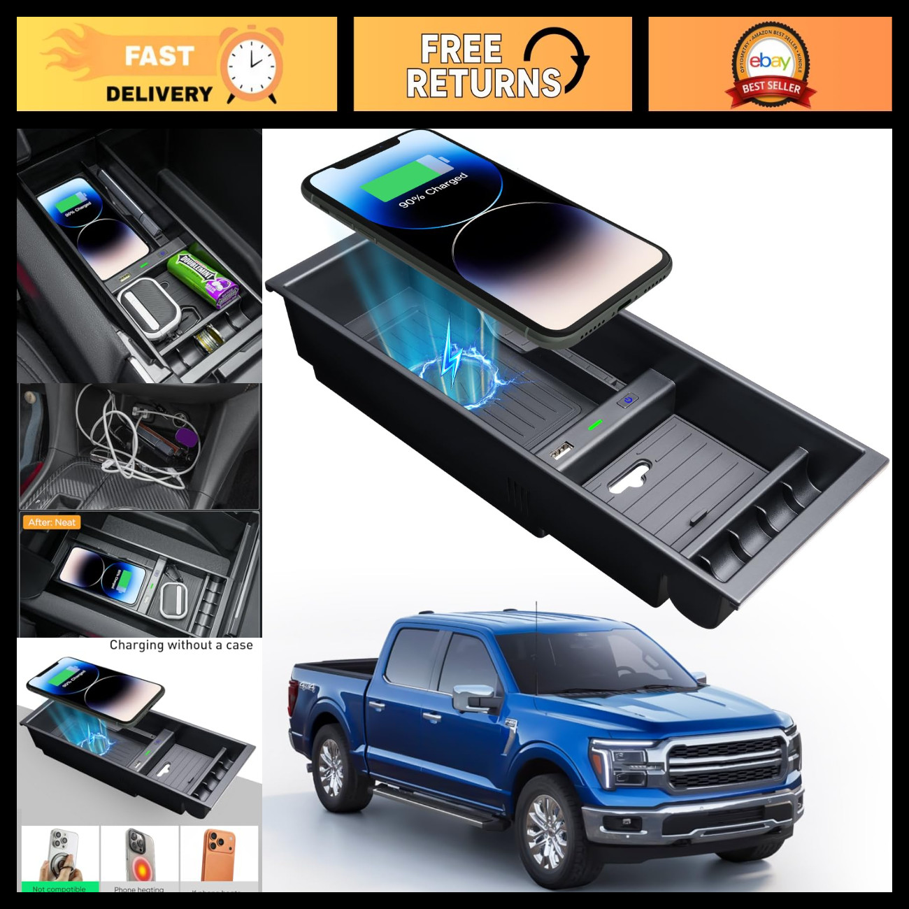 Wireless Charger Upgrade for Ford F150 2009-2025 | Fast Charging, Easy Install