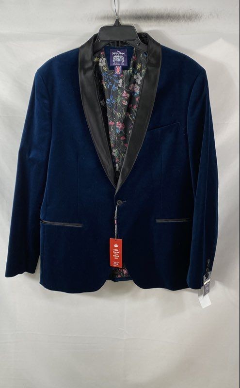 The Savile Row Company Men\'s Dalston Navy Blue Velvet Blazer Jacket NWT Sz 44R