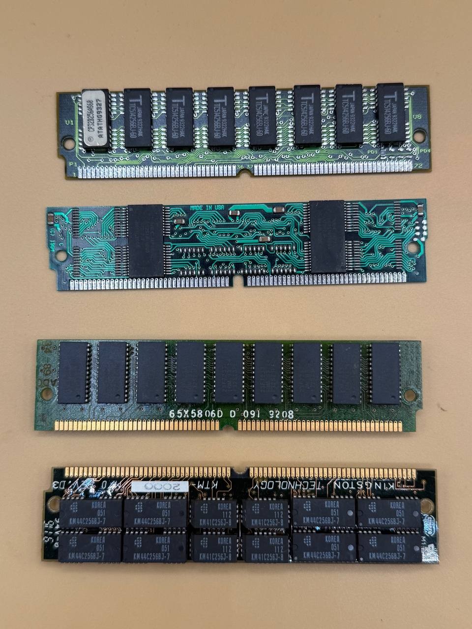 Lot of 4 Vintage RAM Memory Modules 30-Pin & 72-Pin SIMM TC